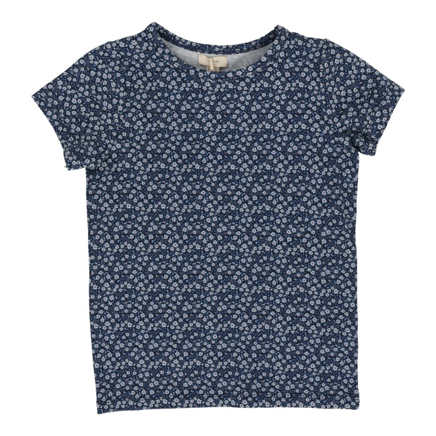 Lil Legs navy poppy floral t-shirt short sleeve from our Printed Weekday Collection.