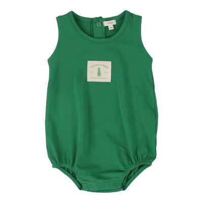 Lil Legs green snap romper from our Vintage Contrast Collection.