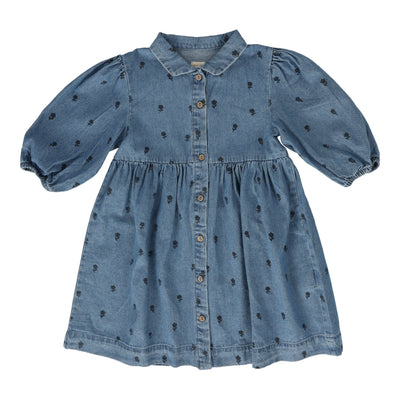 Analogie denim floral dress three quarter sleeve from our Printed Denim Collection.