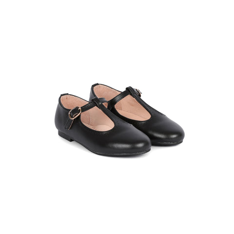 Perroquet Shoes T-Strap Shoes - Black Leather