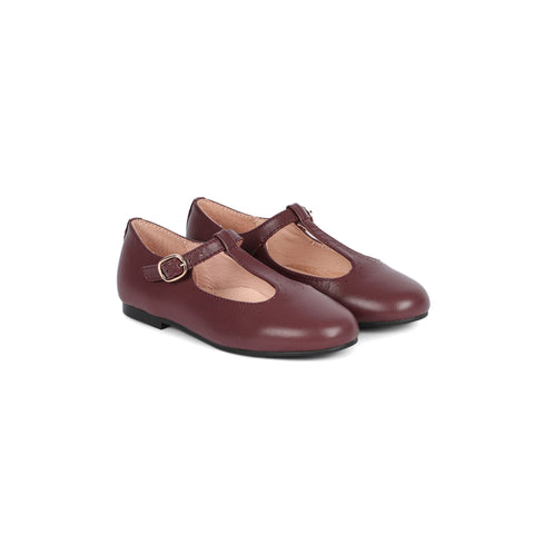 Perroquet Shoes T-Strap Shoes - Plum Leather