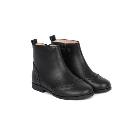 Perroquet Shoes Wingtip Booties - Black Leather