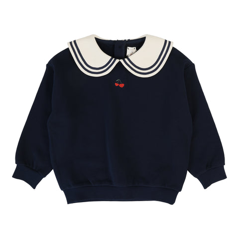 Analogie Bon Voyage Embroidered Cherry Sweatshirt - Navy