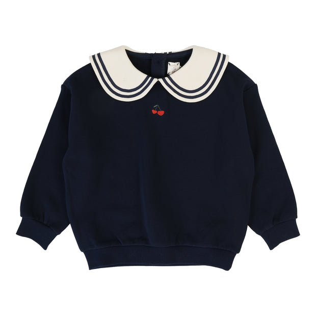 Analogie Bon Voyage Embroidered Cherry Sweatshirt - Navy