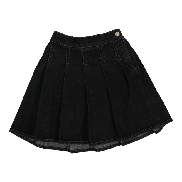 Analogie Pleated Denim Skirt - Black Denim