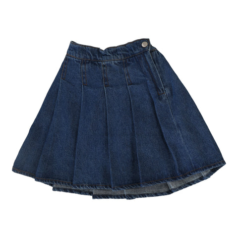 Analogie Pleated Denim Skirt - Blue Denim