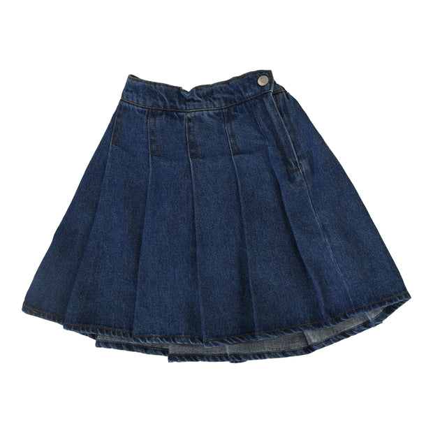 Analogie Pleated Denim Skirt - Blue Denim
