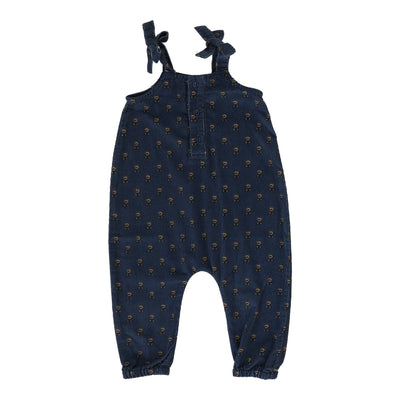 Analogie Vintage Floral Corduroy Overalls - Off Blue