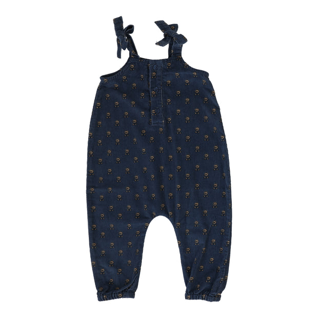 Analogie Vintage Floral Corduroy Overalls - Off Blue