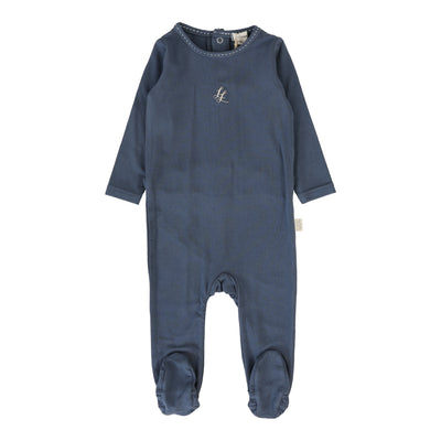 Lil Legs Emblem Footie - Off Blue