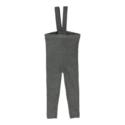 Lil Legs Knit Long Suspender Leggings - Mid Grey