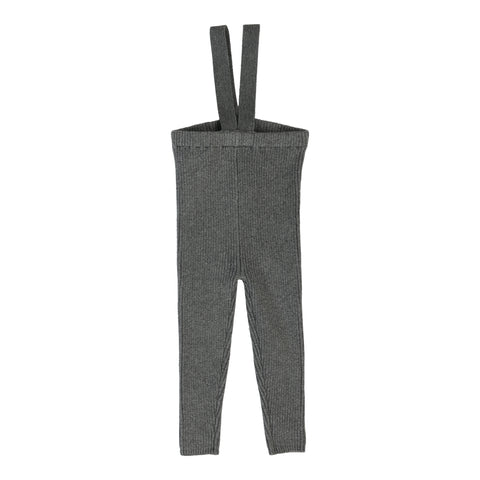 Lil Legs Knit Long Suspender Leggings - Mid Grey