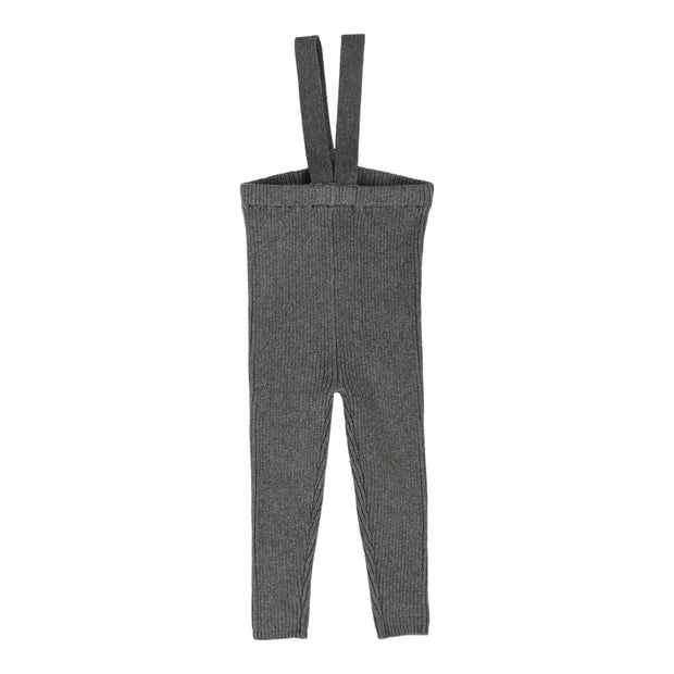 Lil Legs Knit Long Suspender Leggings - Mid Grey