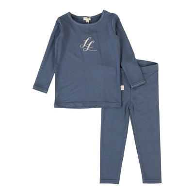 Lil Legs Emblem Lounge Set - Off Blue