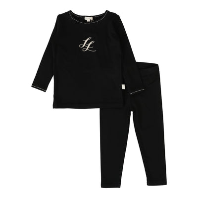 Lil Legs Emblem Lounge Set - Black
