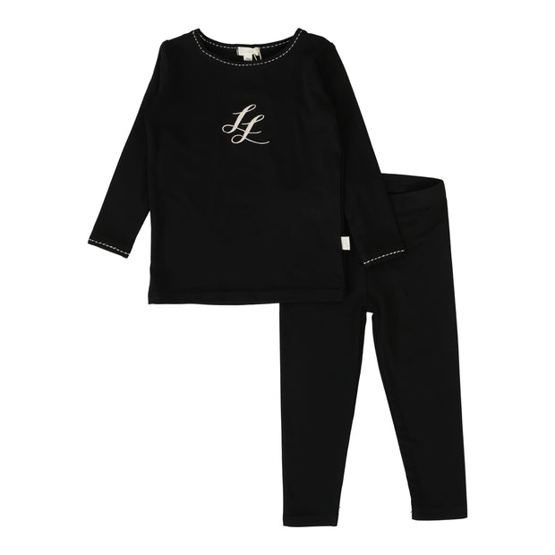 Lil Legs Emblem Lounge Set - Black