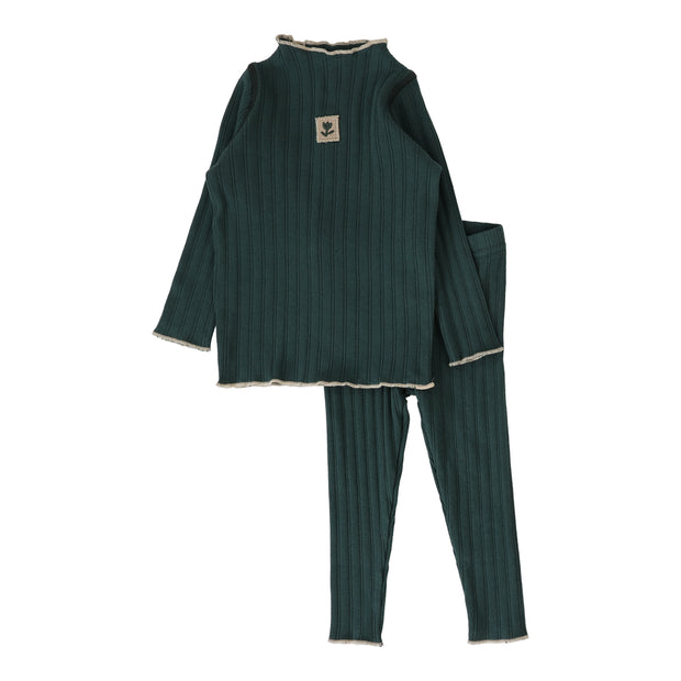 Lil Legs Girls Funnel Neck Set - Green
