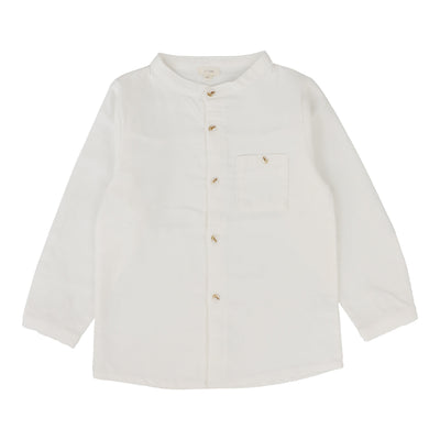 Lil Legs Mandarin Collar Dress Shirt - Winter White