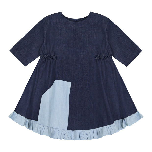 Teela Denim Kangaroo Pocket Dress - Dark Denim