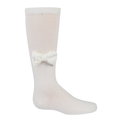 Zubii Linen Bow Knee Socks (204) - Vanilla (63)