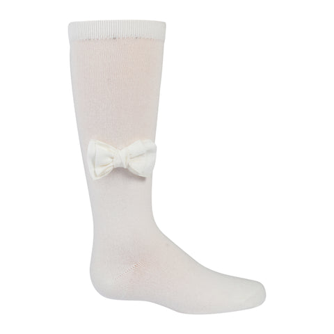 Zubii Linen Bow Knee Socks (204) - Vanilla (63)