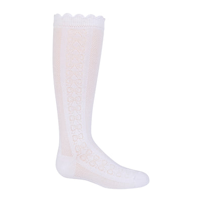 Zubii Textured Bow Knee Socks (224) - White (5)