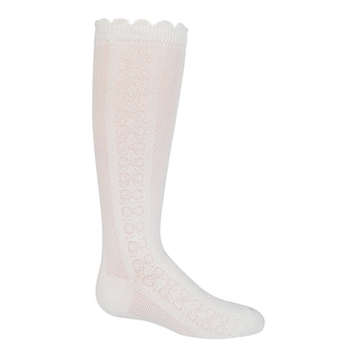 Zubii Textured Bow Knee Socks (224) - Vanilla (63)