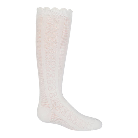 Zubii Textured Bow Knee Socks (224) - Vanilla (63)