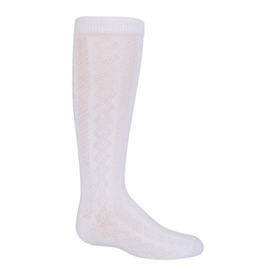 Zubii Diamond Cut Texture Knee Socks (234) - White (5)
