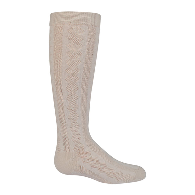 Zubii Diamond Cut Texture Knee Socks (234) - Nude (74)