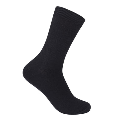 Zubii Fine Diamond Textured Crew Socks (473) - Black (9)