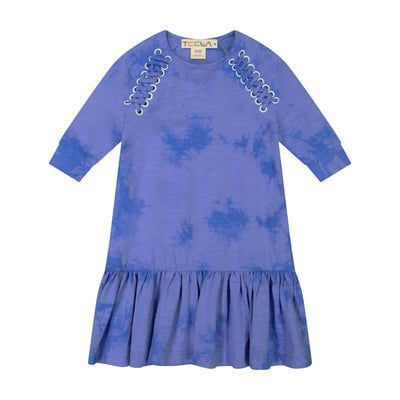 Teela X-Stitch Tie Dye Dress - Blue Denim