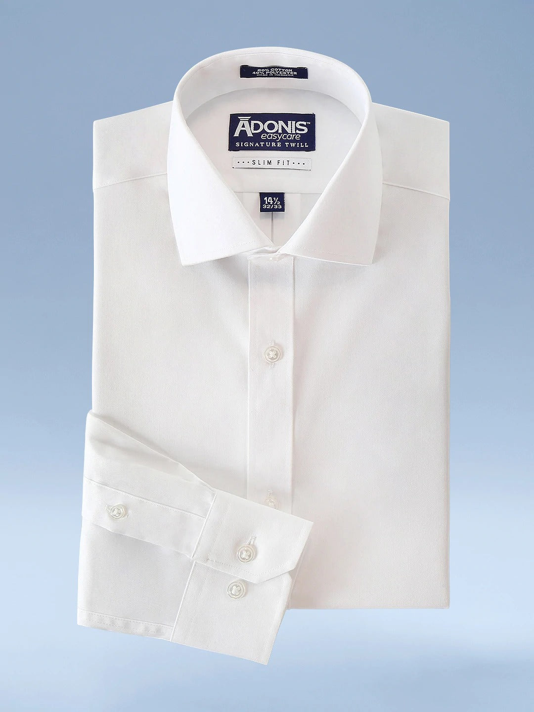 adonis dress shirts Adonis Luxury Twill Men's White Shirts MCBTS303 15.5 34/35