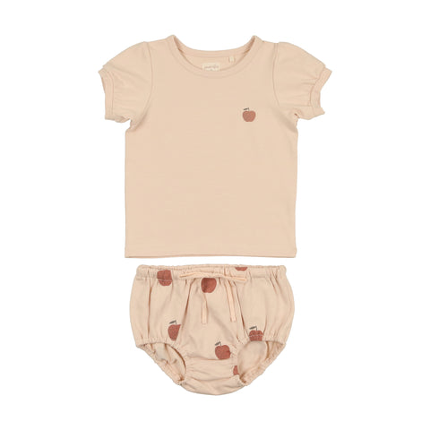 Analogie Apple Girls Puff Sleeve Set - Pink