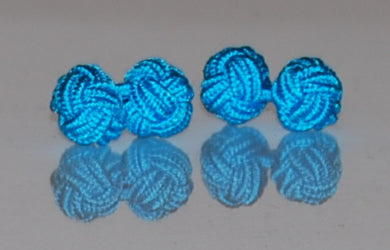 Aqua Blue Silk Knot Cufflinks