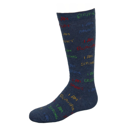 Bimbam Affirmations Knee Socks - Denim/Multi