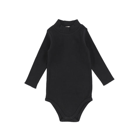 Lil Legs Ribbed Mock Neck Onesie - Black