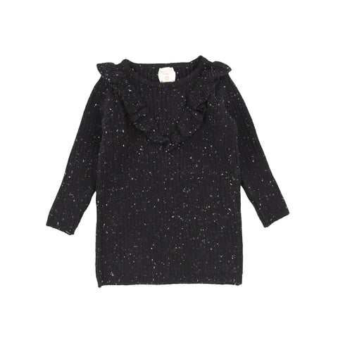 Analogie Ruffle Sweater - Black Speckle