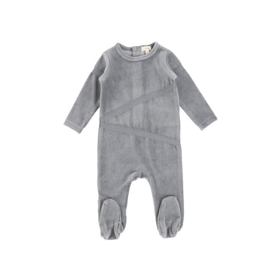 Lil Legs Velour Tape Footie - Blue Grey