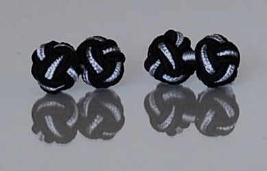 Black & Silver Silk Knot Cufflinks