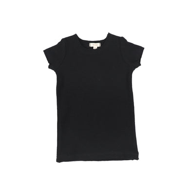 Lil Legs Ribbed Short Sleeve T-shirt - Black