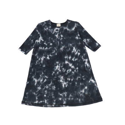Analogie Watercolor Three Quarter Sleeve Dress - Black