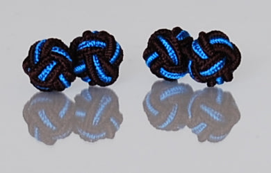 Brown & Blue Silk Knot Cufflinks