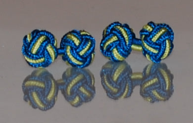 Blue & Yellow Silk Knot Cufflinks