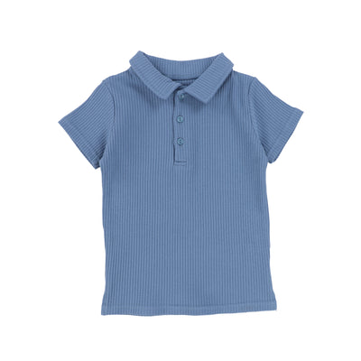 Analogie Wide Ribbed Polo - Blue