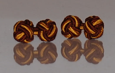 Brown & Gold Silk Knot Cufflinks