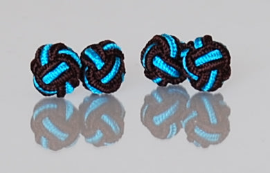 Brown & Teal Silk Knot Cufflinks