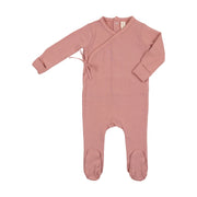 Lilette Brushed Cotton Wrapover Footie - Berry Pink