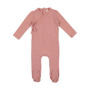 Lilette Brushed Cotton Wrapover Footie - Berry Pink