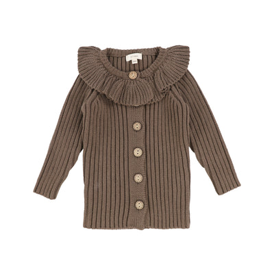 Lil Legs Knit Ruffle Cardigan  - Cocoa